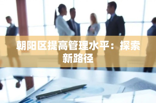 朝阳区提高管理水平：探索新路径