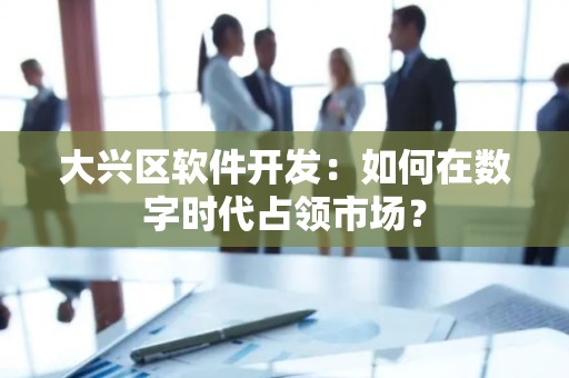 大兴区软件开发：如何在数字时代占领市场？