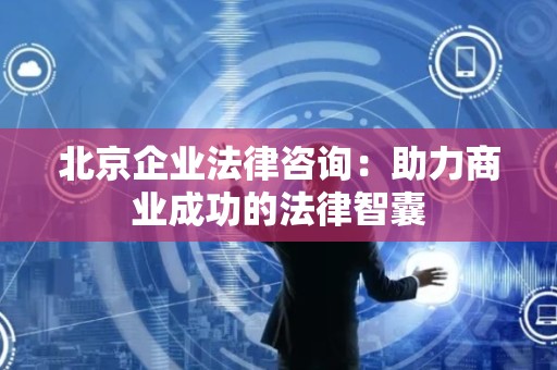 北京企业法律咨询：助力商业成功的法律智囊
